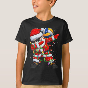 Dabbing Santa Volleyball Christmas Lights Pyjamas T-Shirt