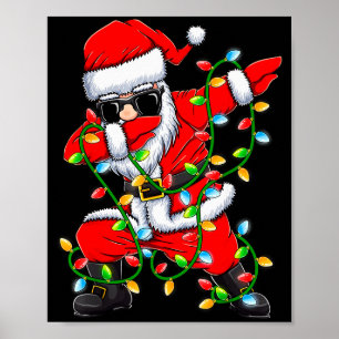 Dabbing Santa Xmas Lights Girls Boys Kids Christma Poster
