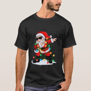 Dabbing Santa Xmas Lights Girls Boys Kids Christma T-Shirt