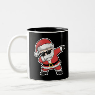 Dabbing Santa Xmas Lights Kids Christmas Gifts  Two-Tone Coffee Mug