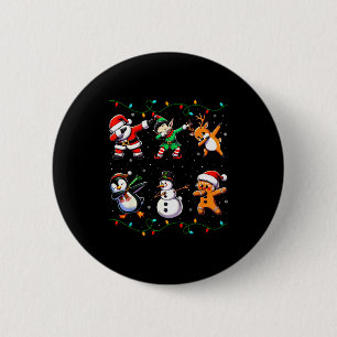 Dabbing Santa Xmas Lights Kids Girls Boys Christma 6 Cm Round Badge