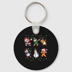 Dabbing Santa Xmas Lights Kids Girls Boys Christma Key Ring