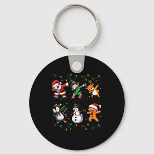 Dabbing Santa Xmas Lights Kids Girls Boys Christma Key Ring