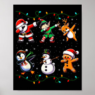 Dabbing Santa Xmas Lights Kids Girls Boys Christma Poster