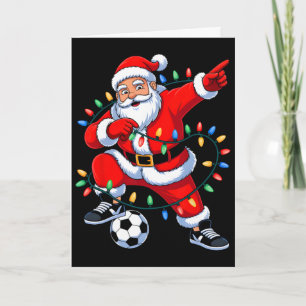 Dabbing Santa Xmas Lights Soccer Christmas Boys Me Card