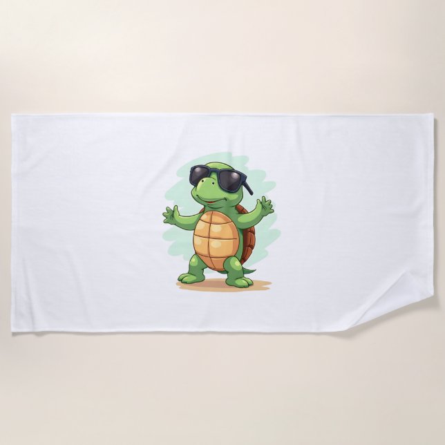 Dabbing Sea Turtle Animal Lover Save The Turtles T Beach Towel (Front)