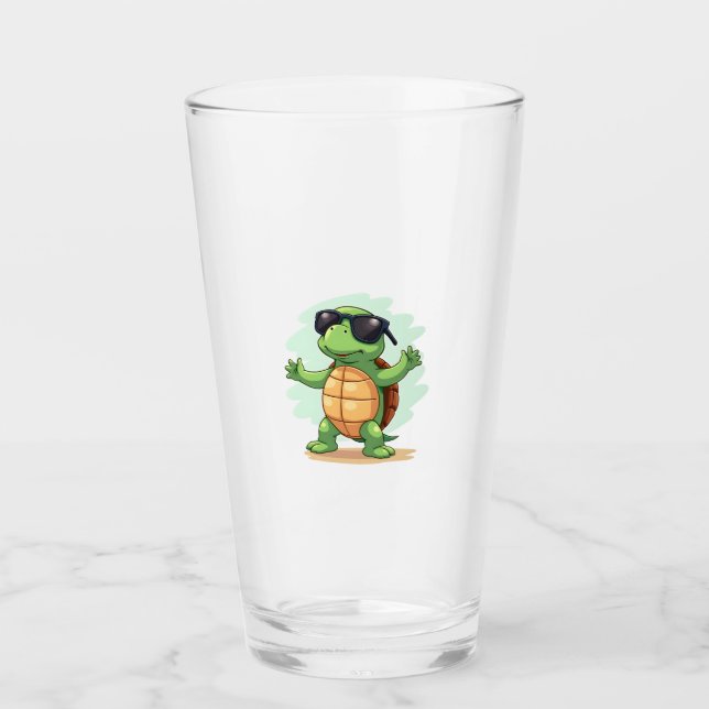Dabbing Sea Turtle Animal Lover Save The Turtles T Glass (Front)