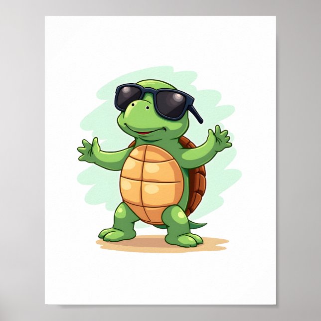 Dabbing Sea Turtle Animal Lover Save The Turtles T Poster (Front)