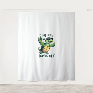 Dabbing Sea Turtle I Just Really Love Turtles Ok_  Tapestry