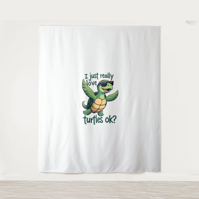 Dabbing Sea Turtle I Just Really Love Turtles Ok_  Tapestry (Front)