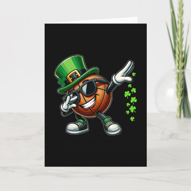 Dabbing Shamrock Sketll Funny St Patrick's Day Kid Card (Front)