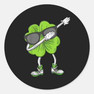 Dabbing Shamrock St Patrick's Day Funny Irish Boys Classic Round Sticker