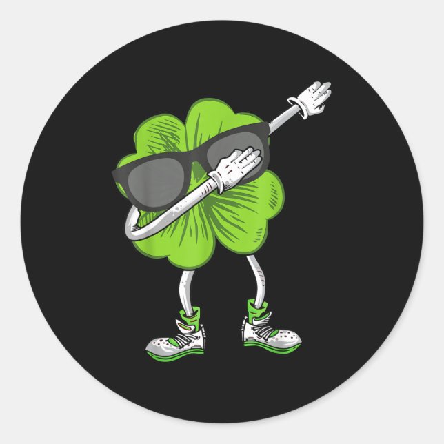 Dabbing Shamrock St Patrick's Day Funny Irish Boys Classic Round Sticker (Front)