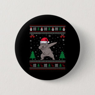 Dabbing Shar Pei Dog Santa Hat Boys Girls Kids Chr 6 Cm Round Badge