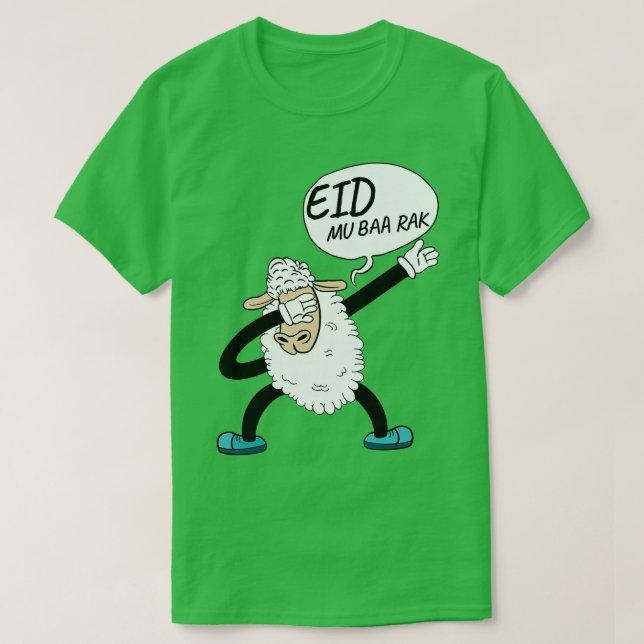 Dabbing Sheep Eid Mubarak Muslims  T-Shirt (Design Front)