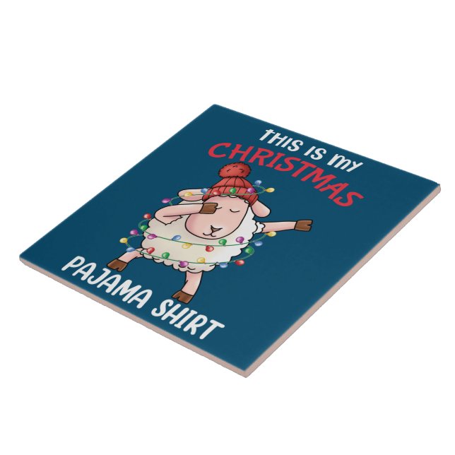 Dabbing Sheep This Is My Christmas Pajama Xmas Tile (Side)