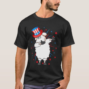 Dabbing Sheep With USA Hat Firework 4th Of July T-Shirt