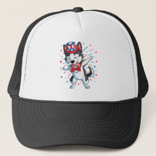 Dabbing Siberian Husky 4th of July Shirt Trucker Hat