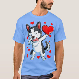 Dabbing Siberian Husky Heart Valentines Day Boys L T-Shirt