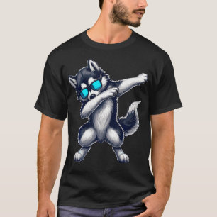 Dabbing Siberian Husky With Sunglasses Siberian Hu T-Shirt