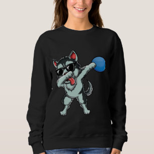 Dabbing Siberian Husky Wolf Dog Dab Cute Disc Golf Sweatshirt