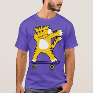 Dabbing Skater Cat Funny Dab Dance Skateboard T-Shirt