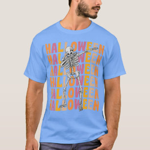 Dabbing Skeleton 70s 80s Retro Vintage Style Hallo T-Shirt