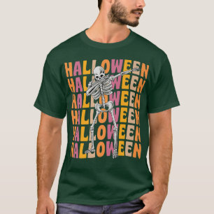 Dabbing Skeleton 70s 80s Retro Vintage Style Hallo T-Shirt