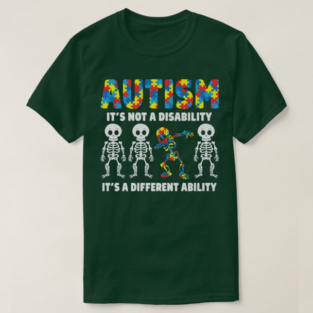 Dabbing Skeleton Autism It's A Different Ability A T-Shirt (Design Front)