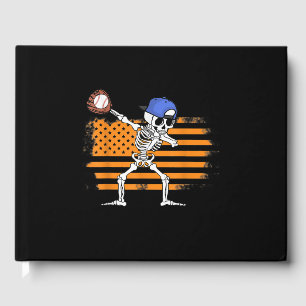 Dabbing Skeleton Baseball Funny Halloween Guest Book