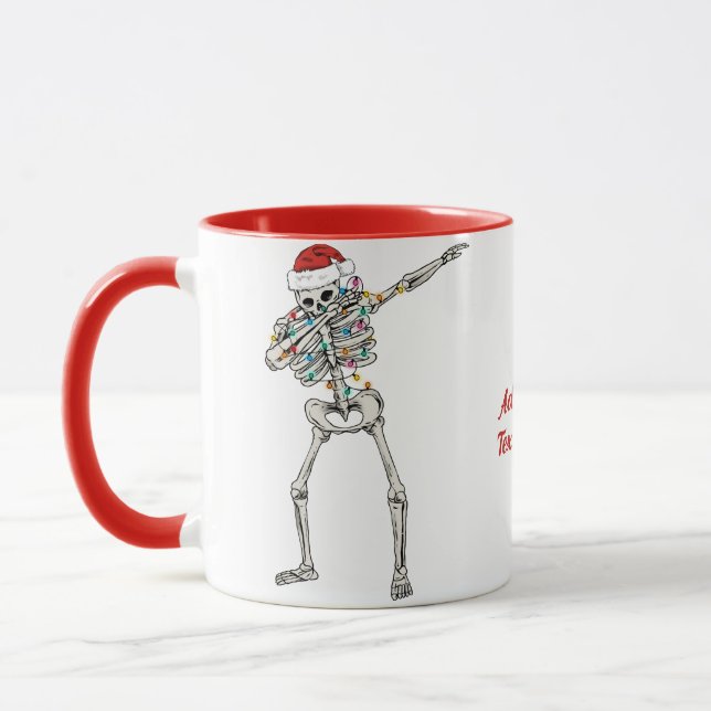 Dabbing Skeleton Christmas Santa  Spooky Xmas Mug (Left)