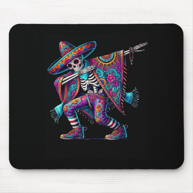 Dabbing skeleton cinco de mayo fiesta sombreros mouse pad (Front)