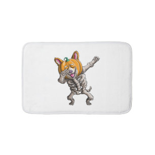 Dabbing Skeleton Corgi Cute Halloween Corgi Funny Bath Mat