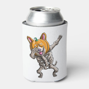 Dabbing Skeleton Corgi Cute Halloween Corgi Funny Can Cooler