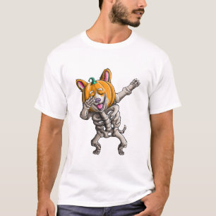 Dabbing Skeleton Corgi Cute Halloween Corgi Funny T-Shirt