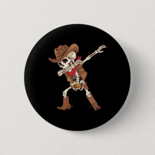 Dabbing Skeleton Cowboy Halloween Costume Boys Men 6 Cm Round Badge