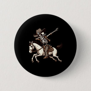 Dabbing Skeleton Cowboy Halloween Costume Kids Boy 6 Cm Round Badge