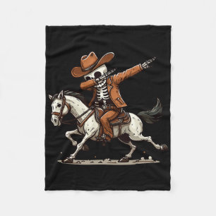 Dabbing Skeleton Cowboy Halloween Costume Kids Boy Fleece Blanket