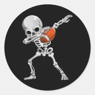 Dabbing Skeleton Football Halloween Football Playe Classic Round Sticker