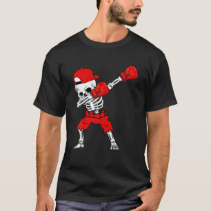 Dabbing Skeleton Funny Boxing Halloween Sport Play T-Shirt