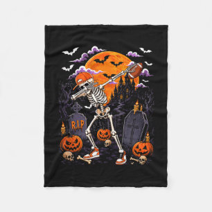 Dabbing skeleton halloween costume football player fleece blanket