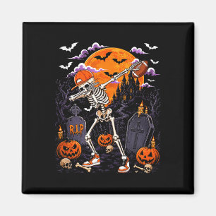 Dabbing skeleton halloween costume football player magnet