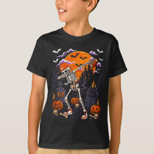 Dabbing skeleton halloween costume football player T-Shirt