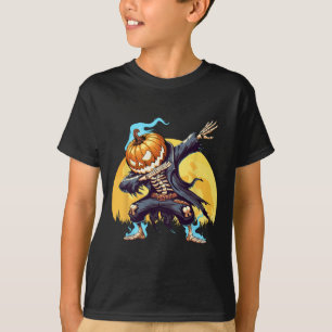 Dabbing Skeleton Headless Pumpkin Dab Dance Boys H T-Shirt