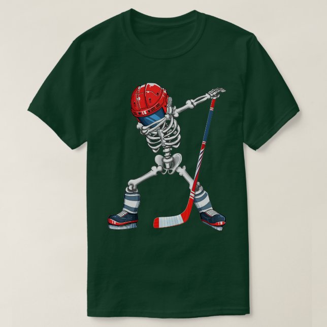 Dabbing Skeleton Hockey Halloween Costume Gift Kid T-Shirt (Design Front)