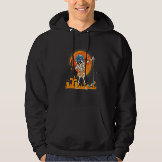 Dabbing Skeleton Hockey Halloween Kids Boys Men Hoodie