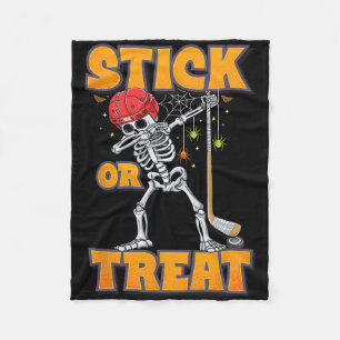 Dabbing Skeleton Ice Hockey Player Halloween Costu Fleece Blanket