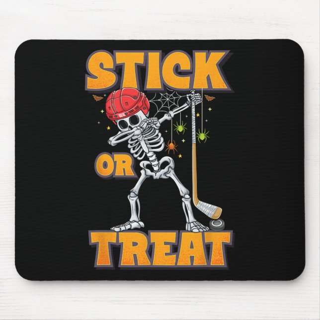 Dabbing Skeleton Ice Hockey Player Halloween Costu Mouse Pad (Front)