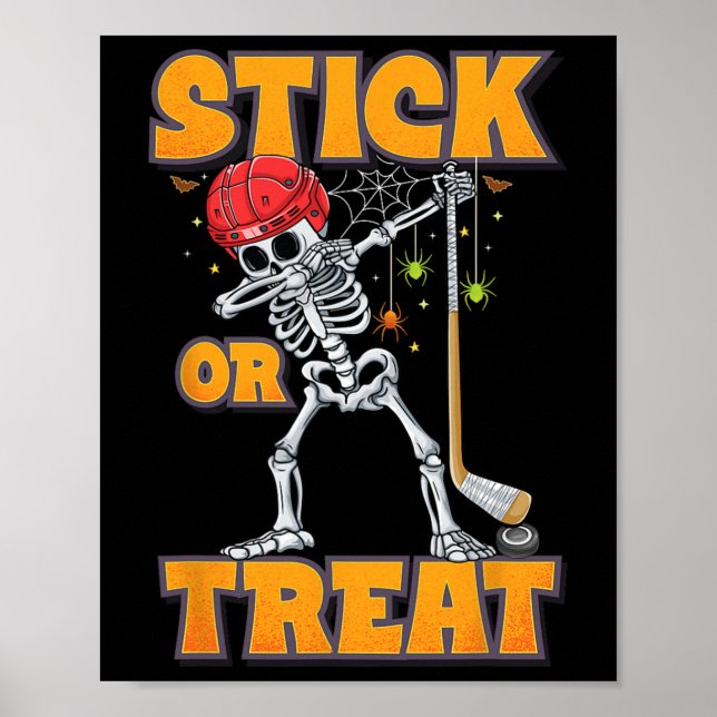 Dabbing Skeleton Ice Hockey Player Halloween Costu Poster (Front)