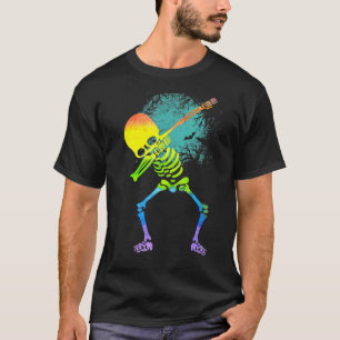 Dabbing Skeleton Lgbt Pride Gay Halloween With Moo T-Shirt